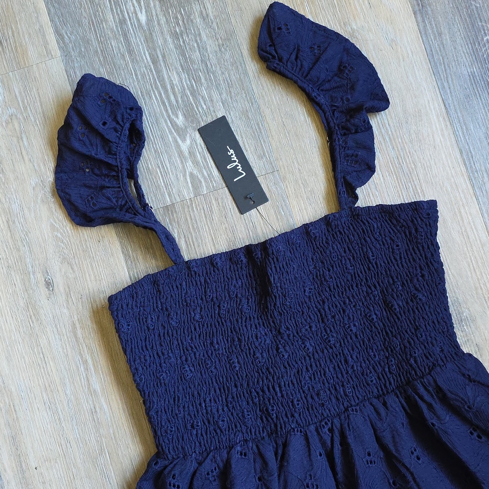 Lulu's Navy Eyelet Smocked Sundress - Picture 2 of 16